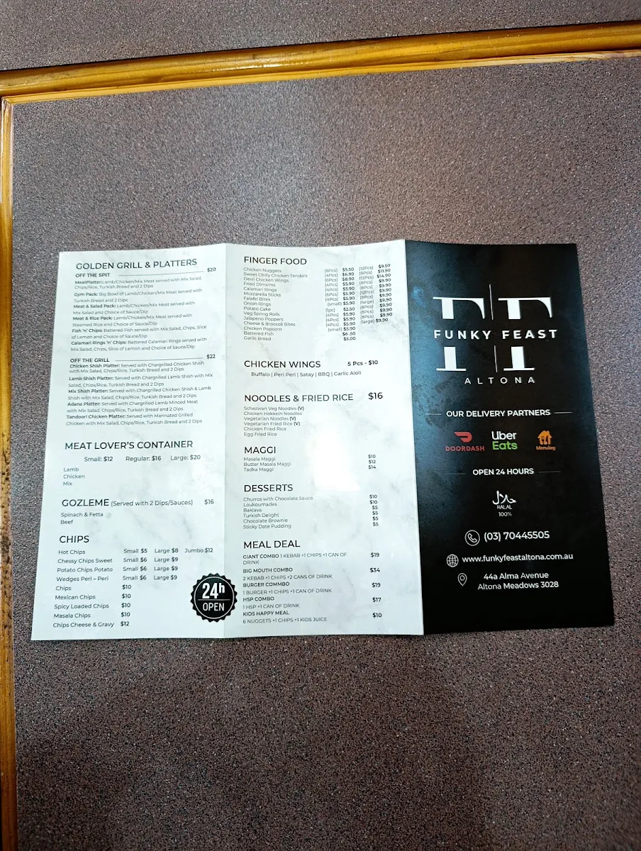 Menu, Funky Feast Altona (24hrs) - Pizza | Pasta | HSP | Kebab