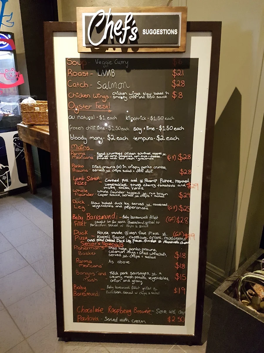 Menu, Eltham Hotel