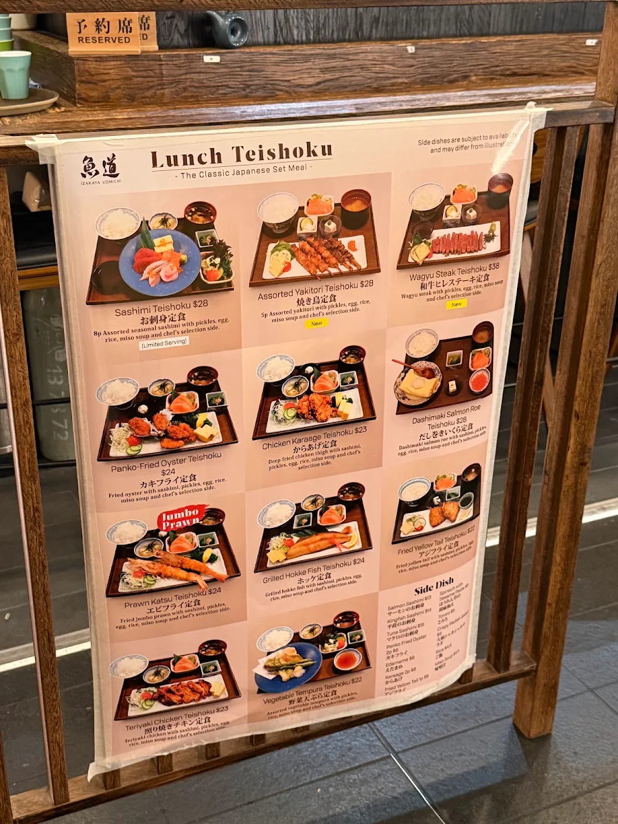 Menu, Izakaya Uomichi