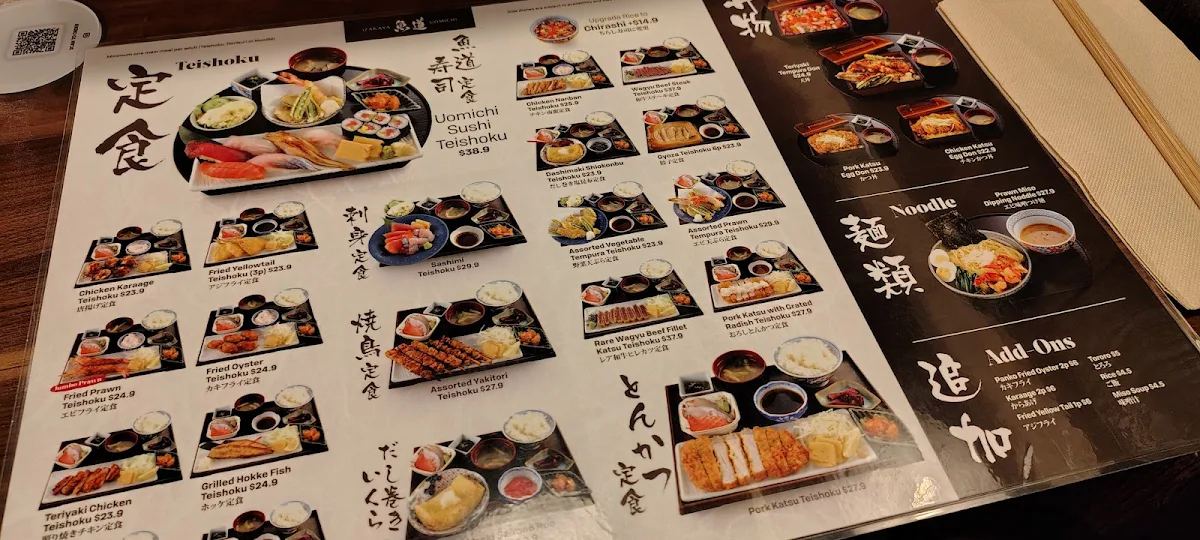 Menu, Izakaya Uomichi