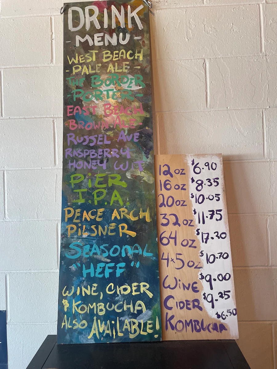 Menu, White Rock Beach Beer Company