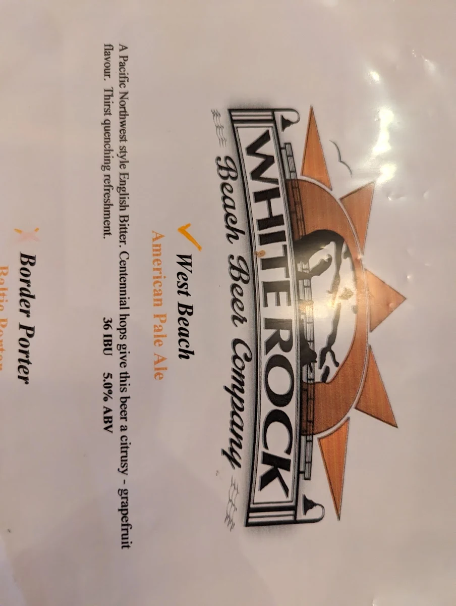 Menu, White Rock Beach Beer Company
