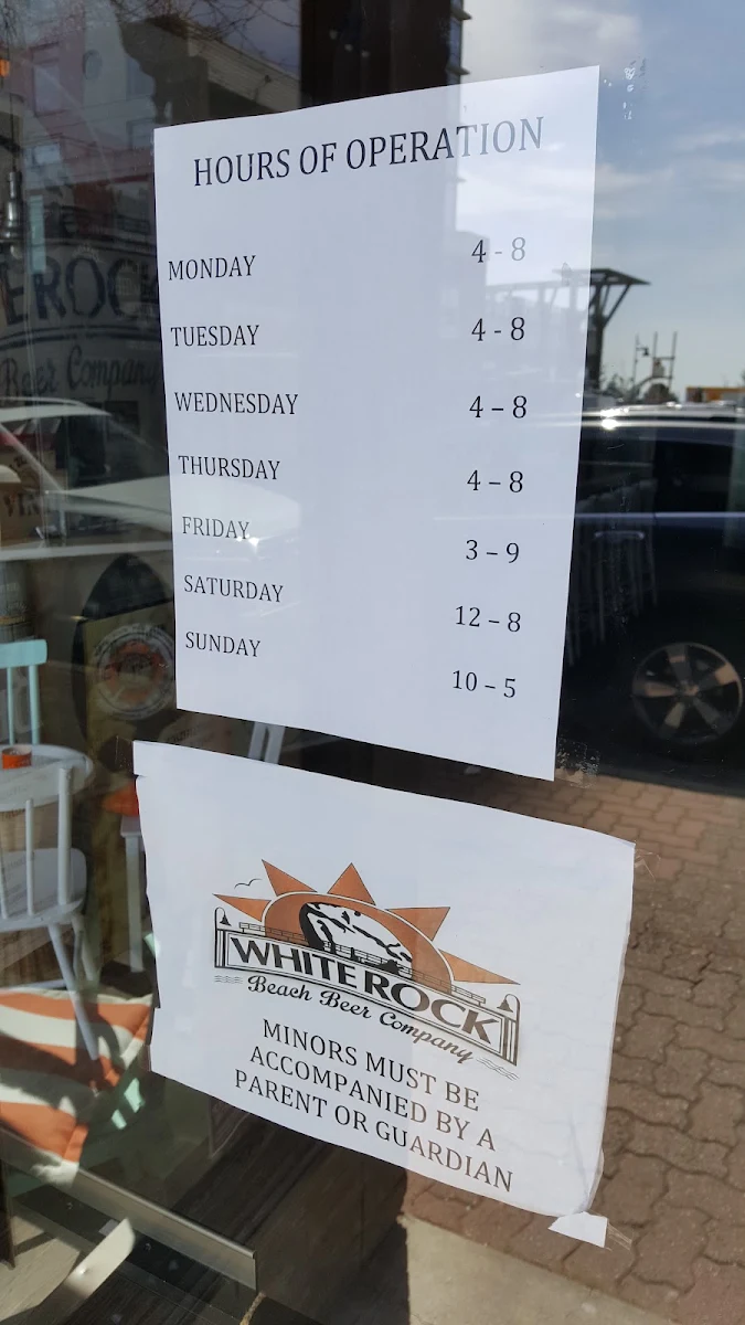 Menu, White Rock Beach Beer Company