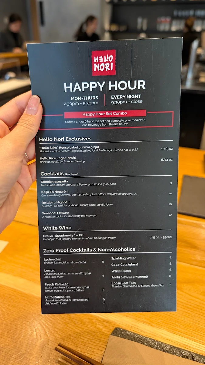 Menu, Hello Nori - Richmond