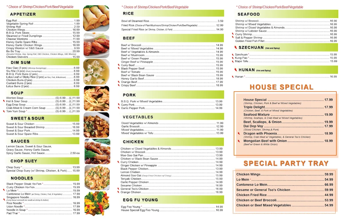 Menu, Lucky Kitchen Buffet
