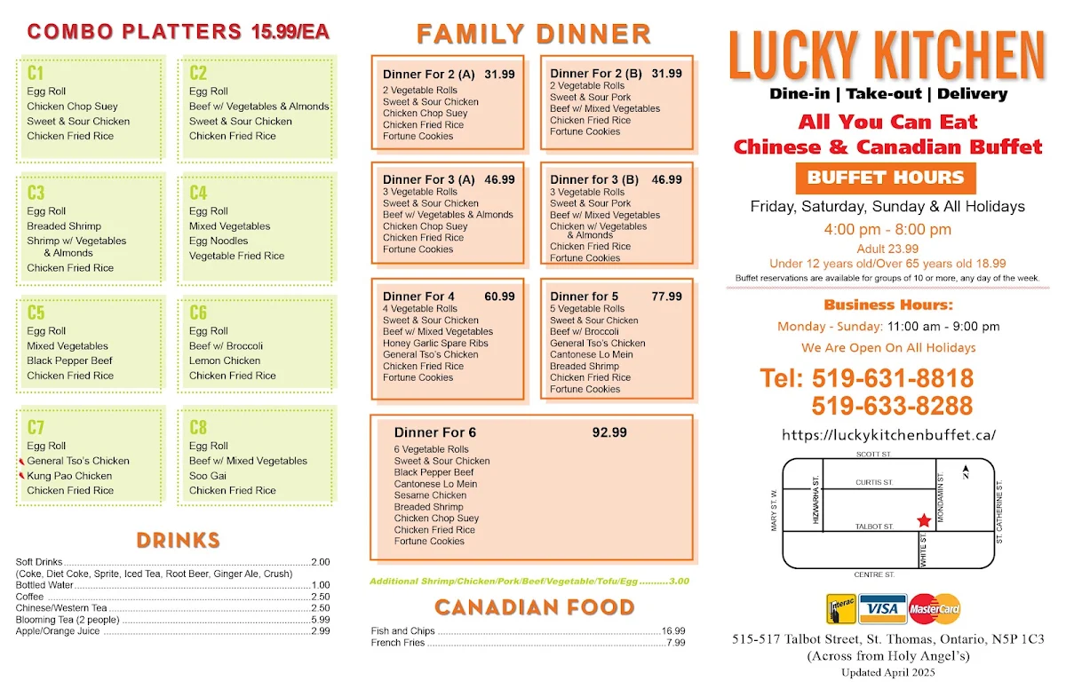 Menu, Lucky Kitchen Buffet