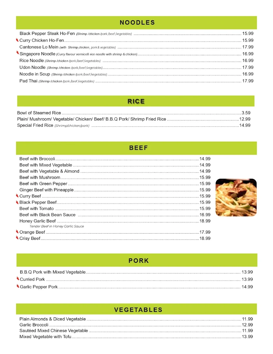 Menu, Lucky Kitchen Buffet