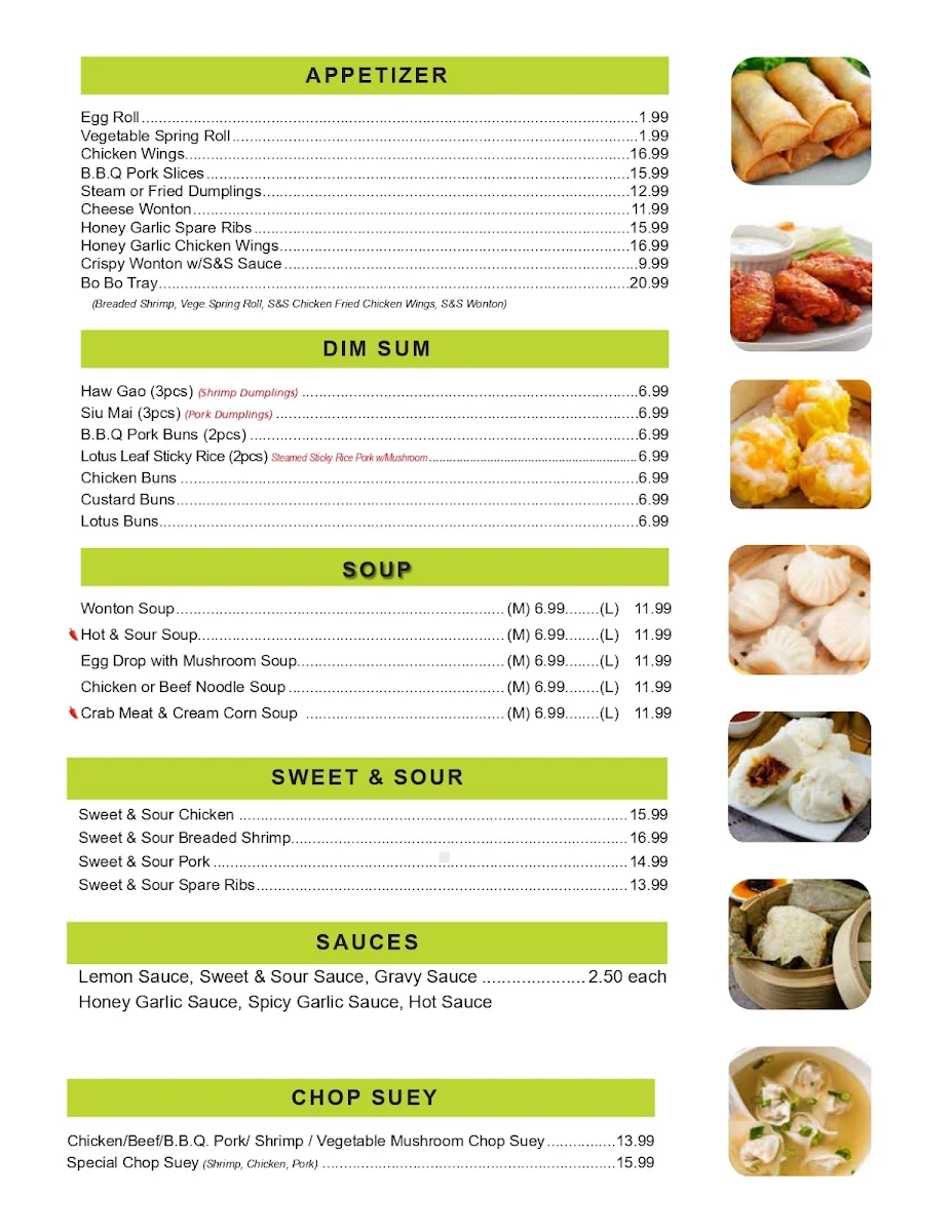 Menu, Lucky Kitchen Buffet