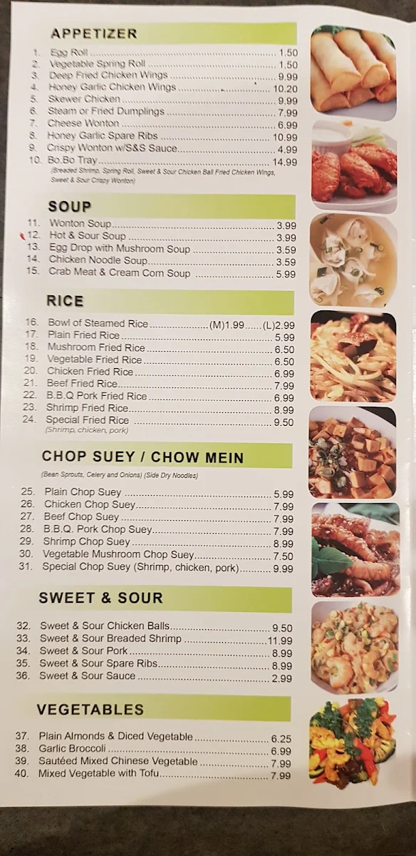 Menu, Lucky Kitchen Buffet