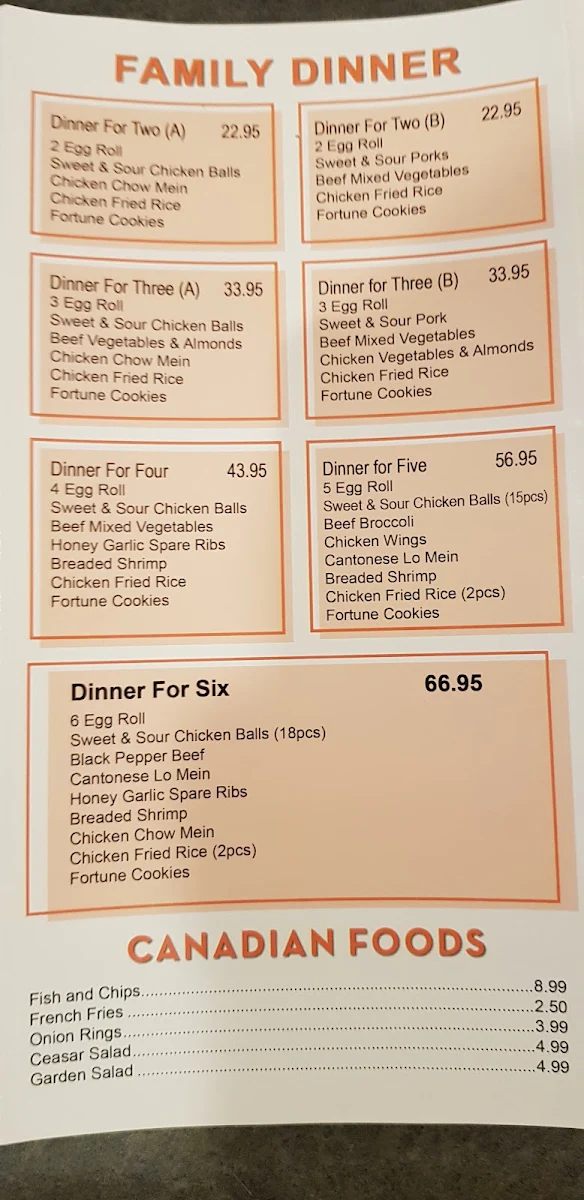 Menu, Lucky Kitchen Buffet