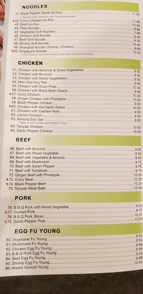 Menu, Lucky Kitchen Buffet