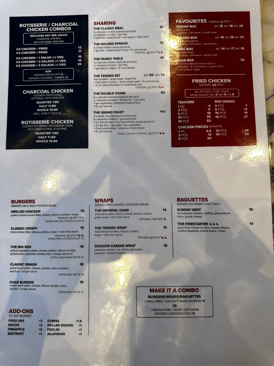 Menu, Char Char Chicken