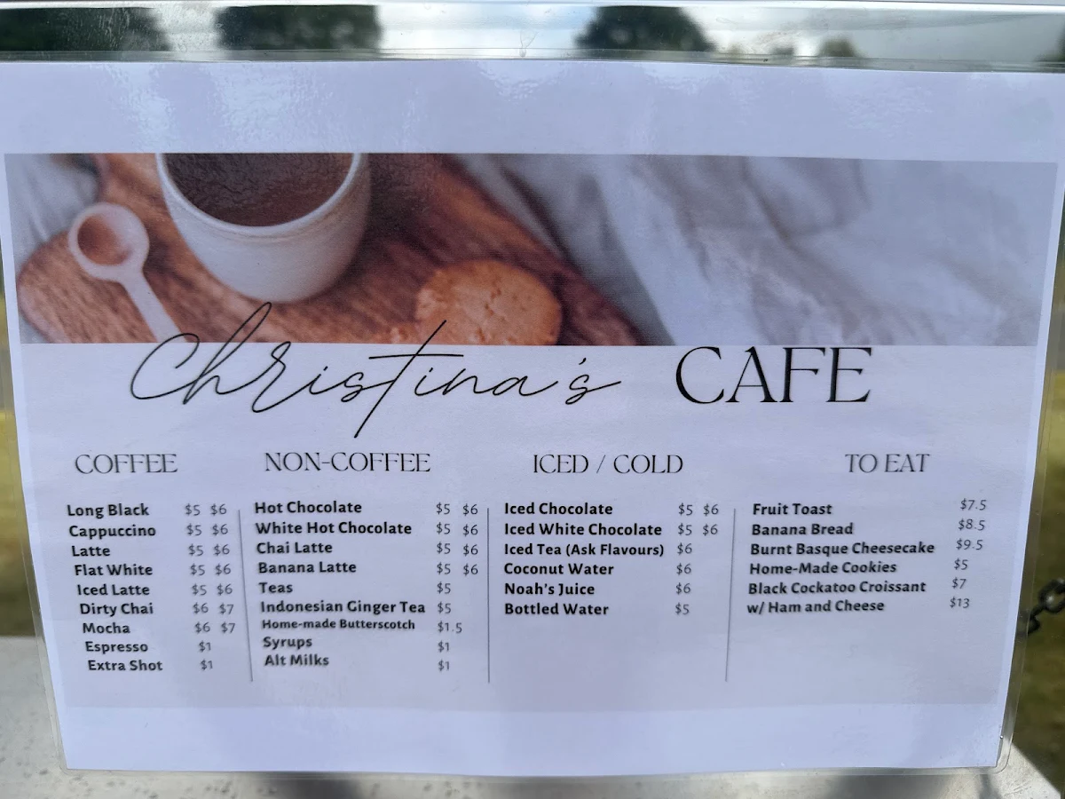 Menu, Christina's Cafe
