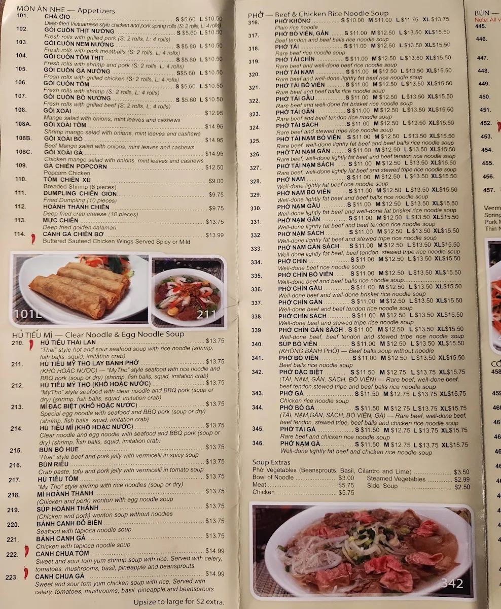 Menu, Pho Dui Bo
