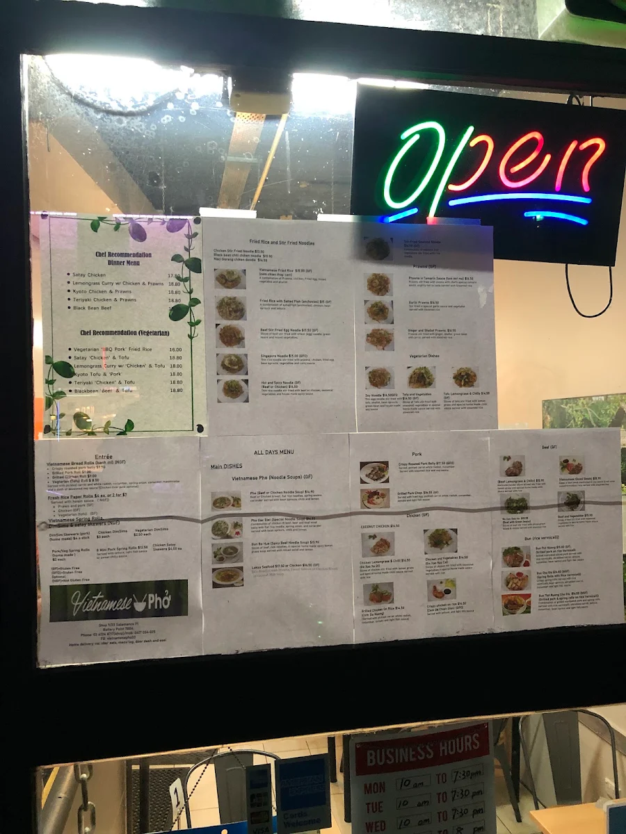 Menu, Vietnamese Pho