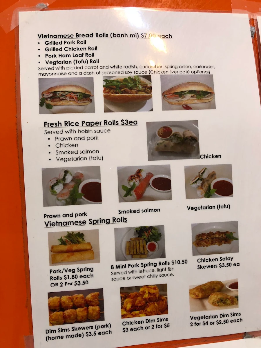 Menu, Vietnamese Pho