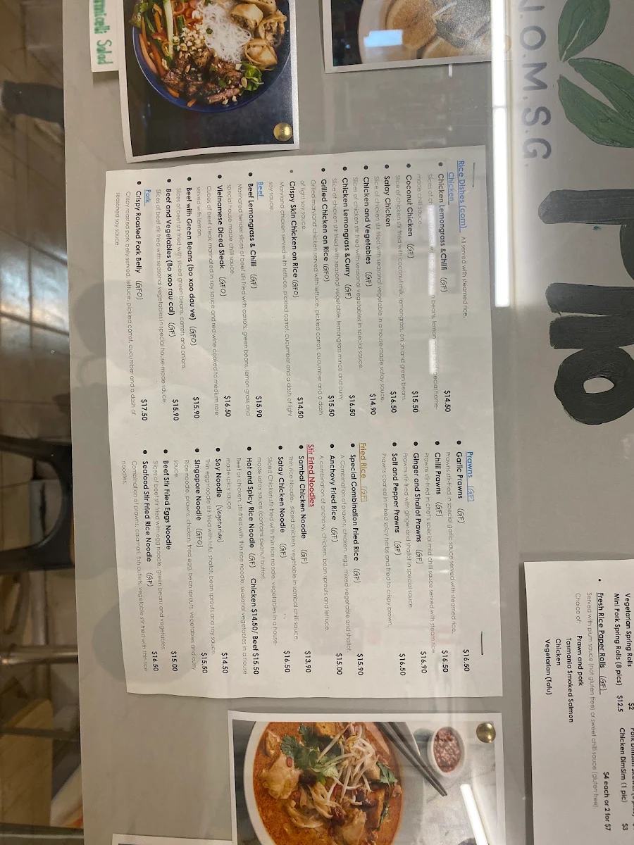 Menu, Vietnamese Pho