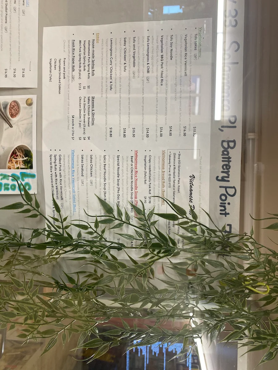 Menu, Vietnamese Pho