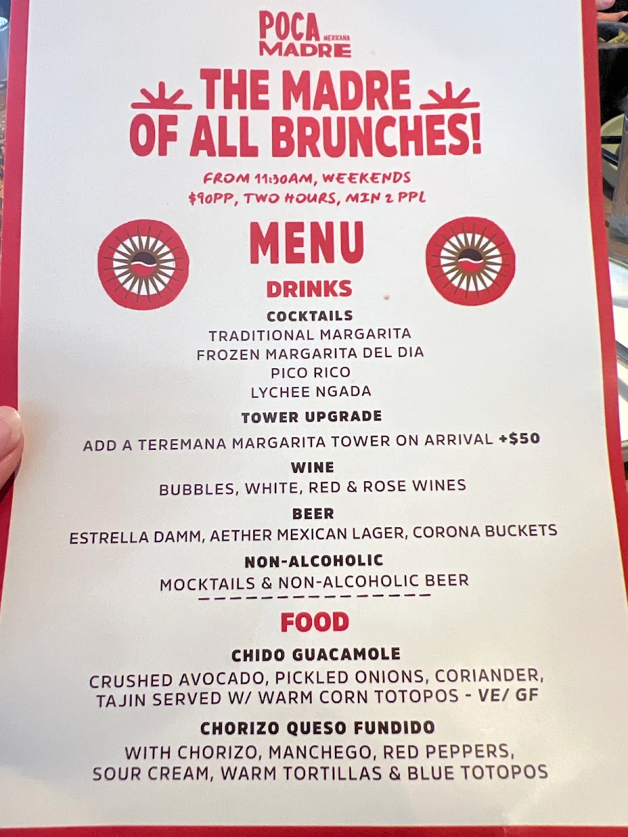 Menu, Poca Madre Restaurant