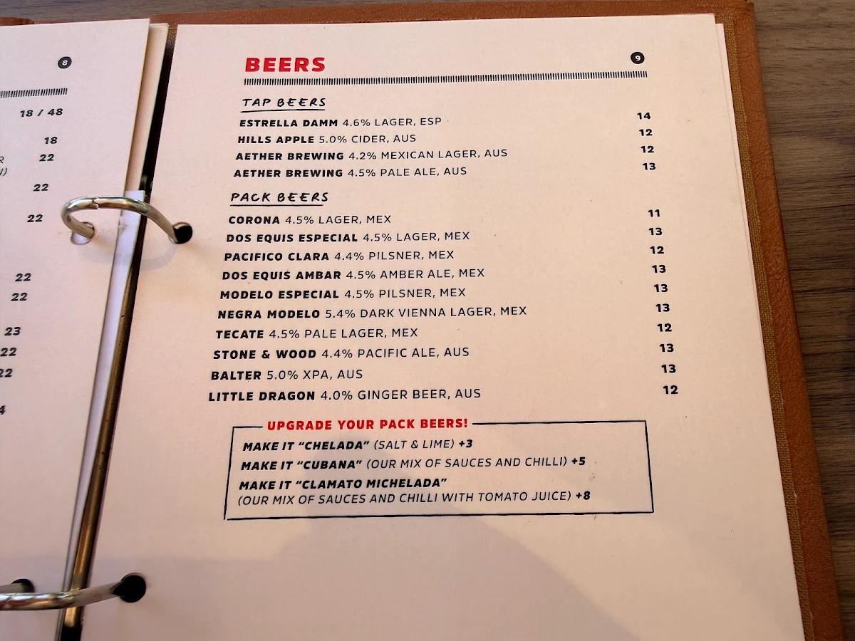 Menu, Poca Madre Restaurant