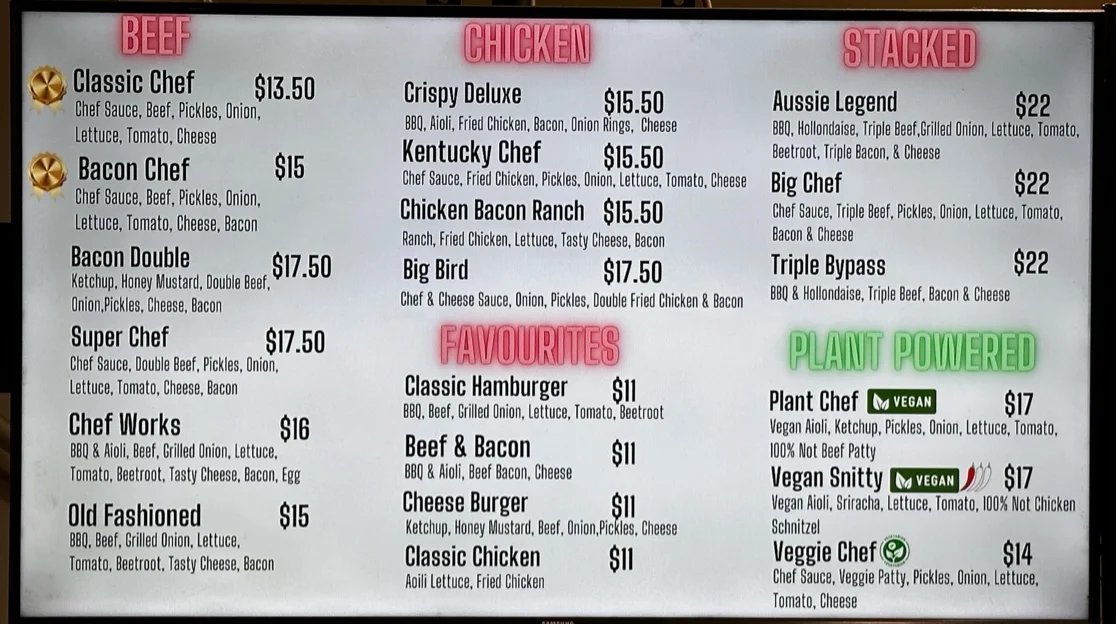 Menu, Edge Pizza