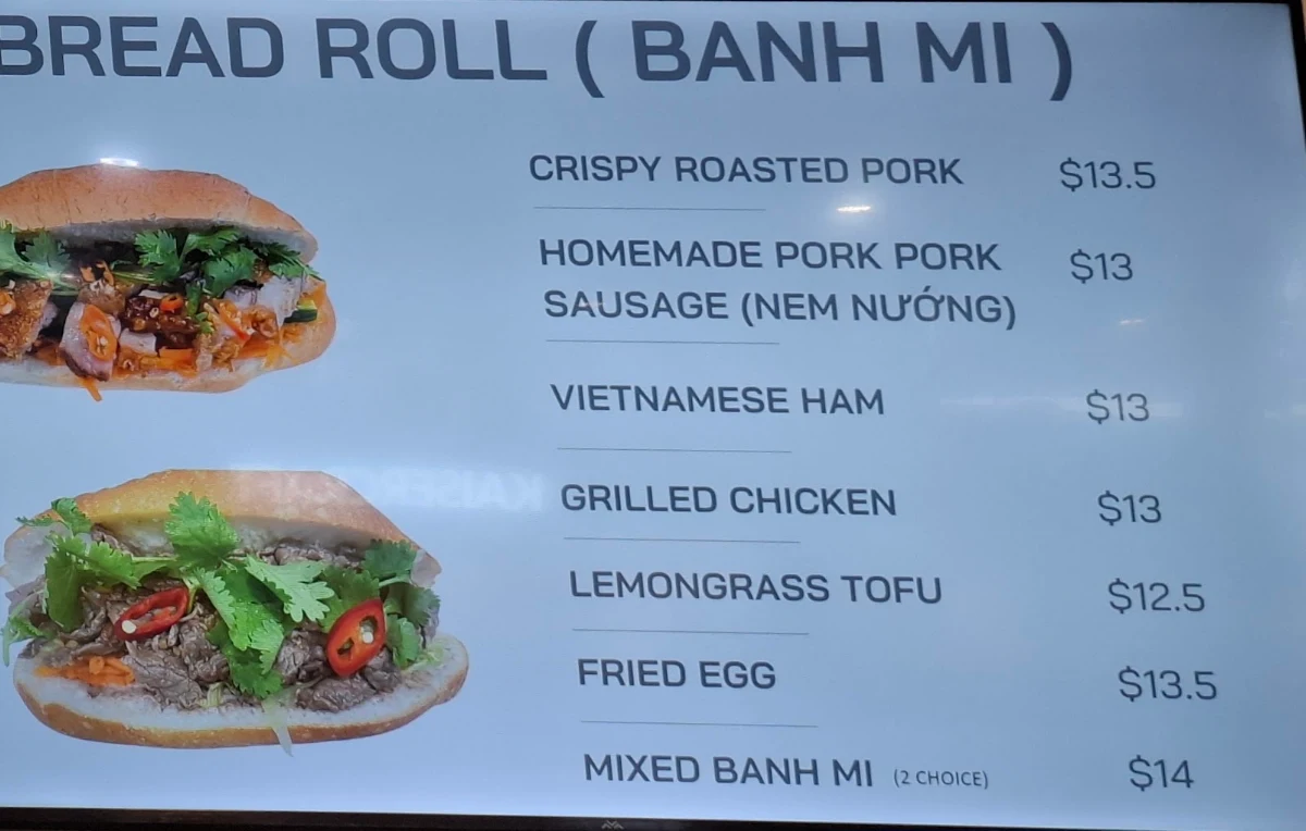 Menu, Darwin Pork Roll