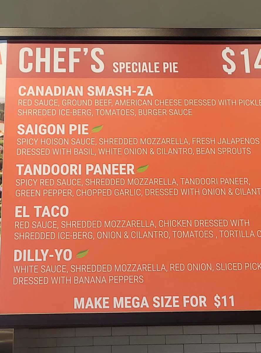 Menu, PrestoPie Pizzeria