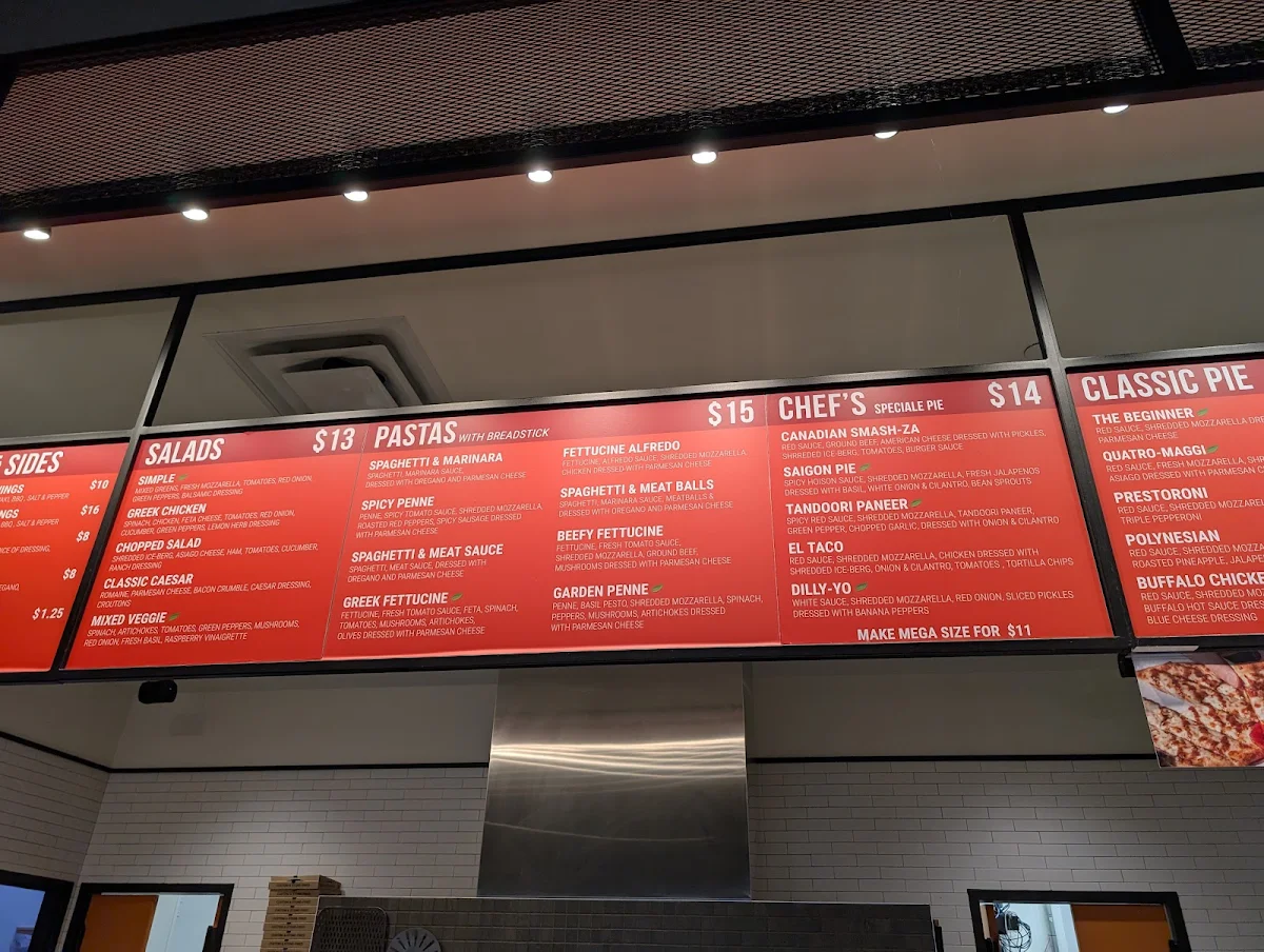 Menu, PrestoPie Pizzeria
