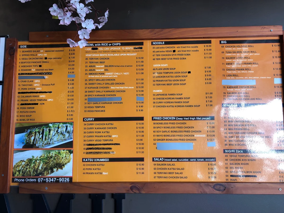 Menu, Kumo Japanese Cuisine