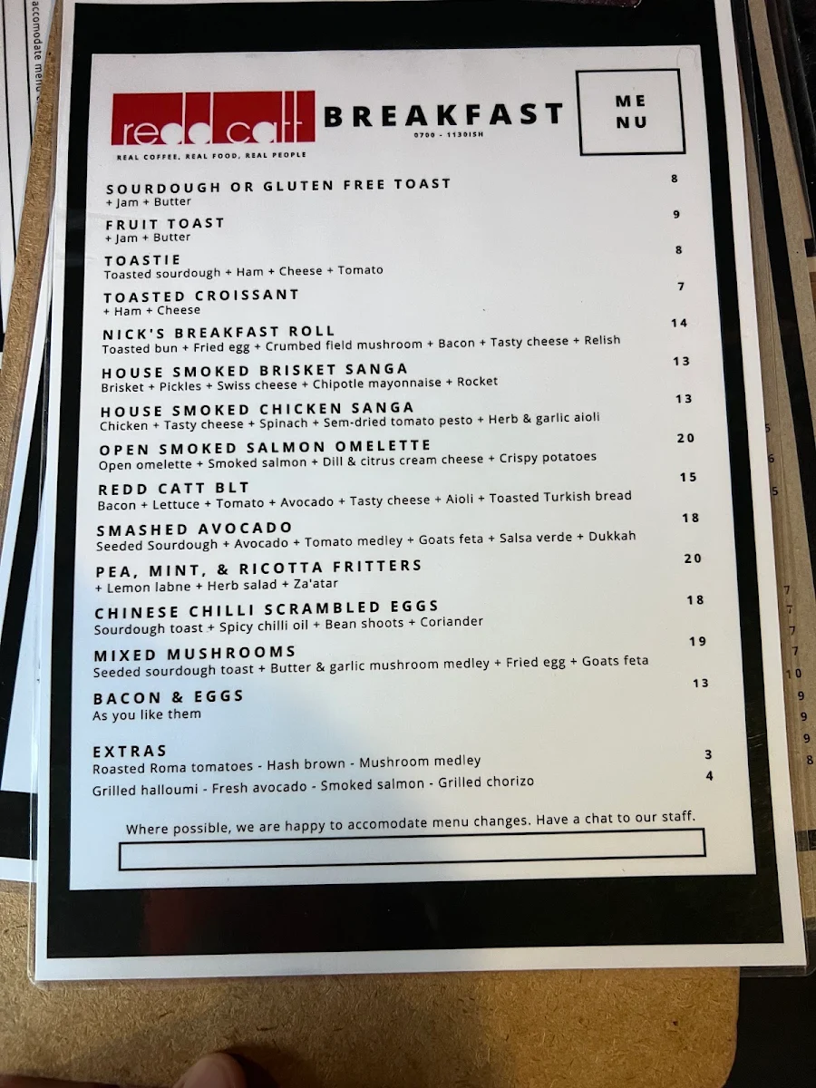 Menu, redd catt