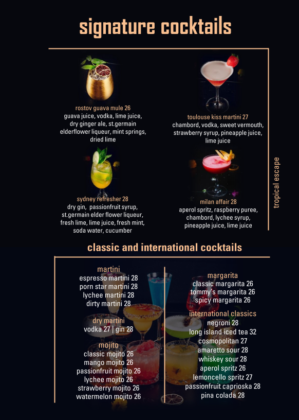 Menu, Elements Bar and Grill Pyrmont
