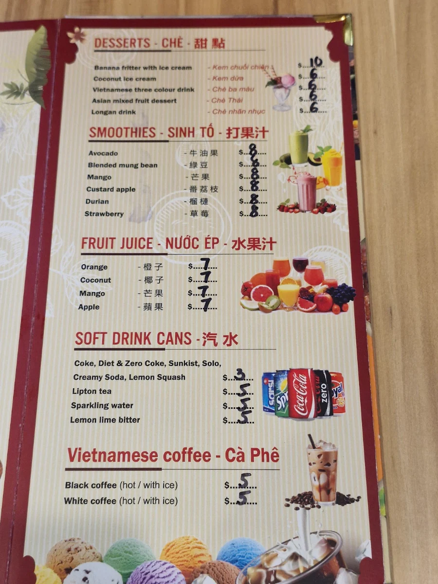 Menu, My Tho