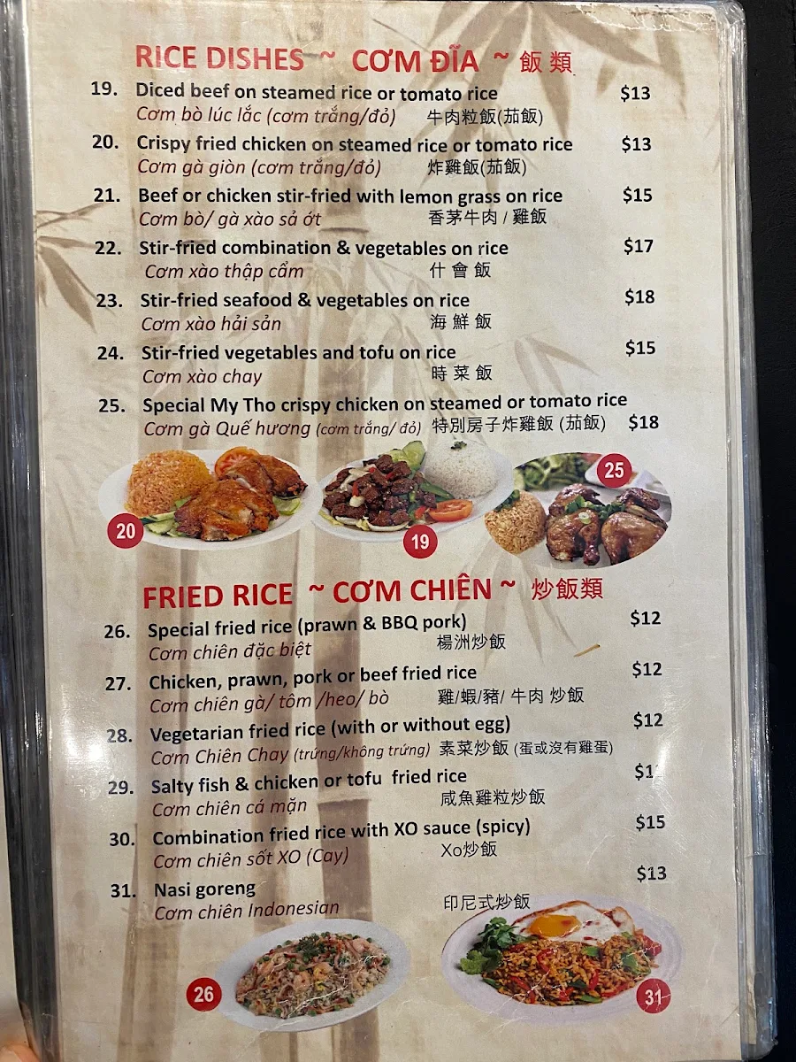 Menu, My Tho