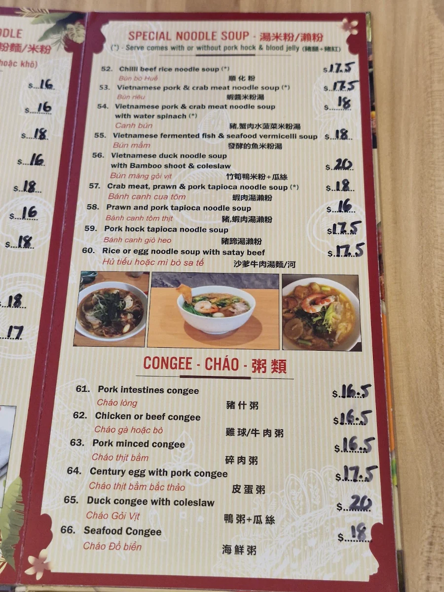 Menu, My Tho