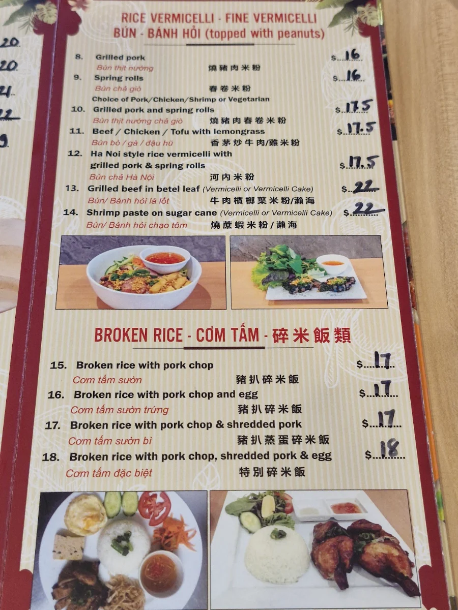 Menu, My Tho