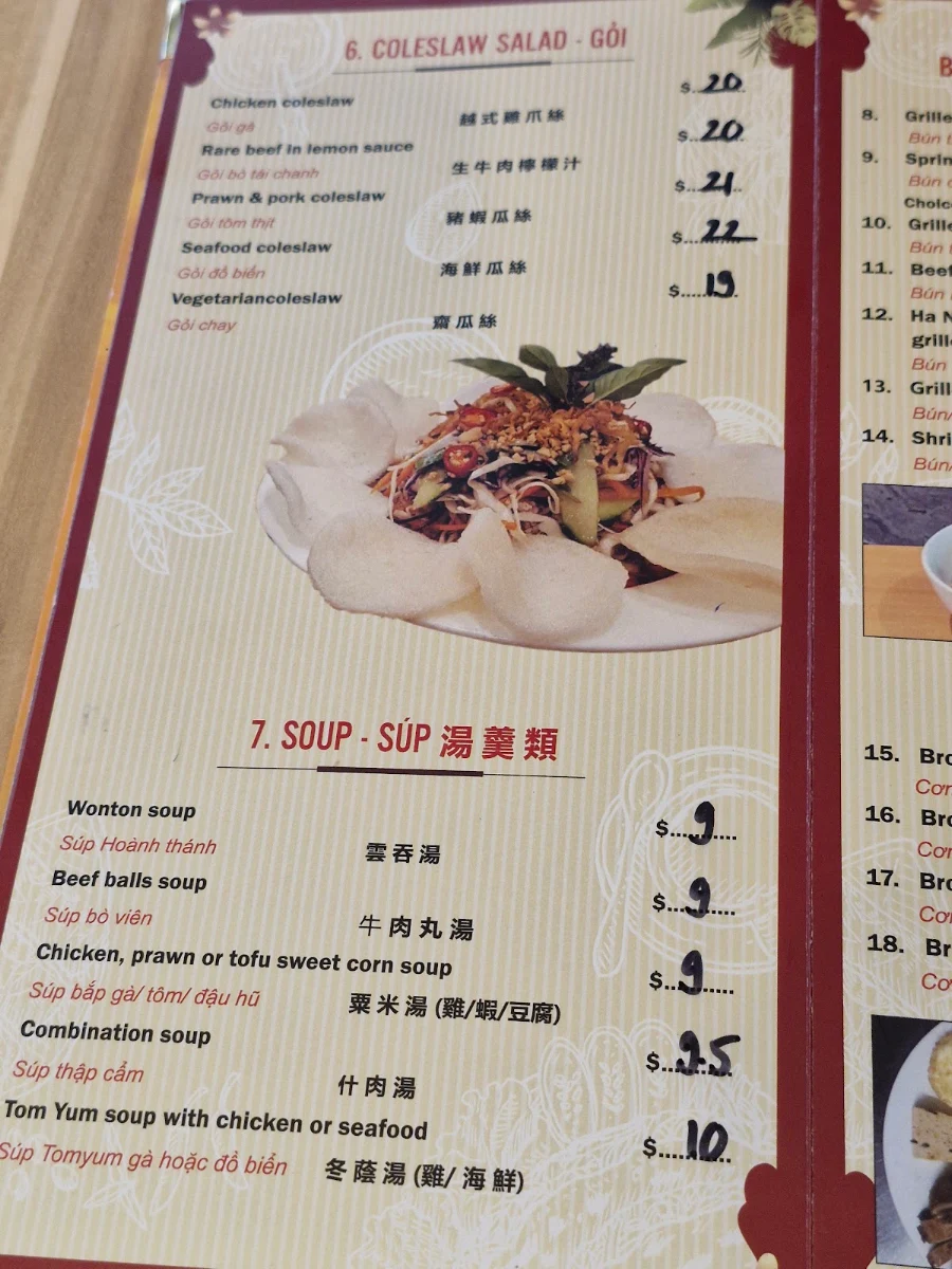 Menu, My Tho