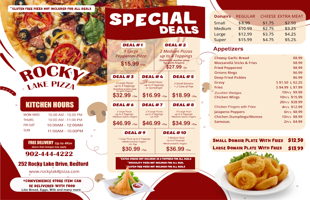 Menu, Rocky Lake Pizza and Convenience