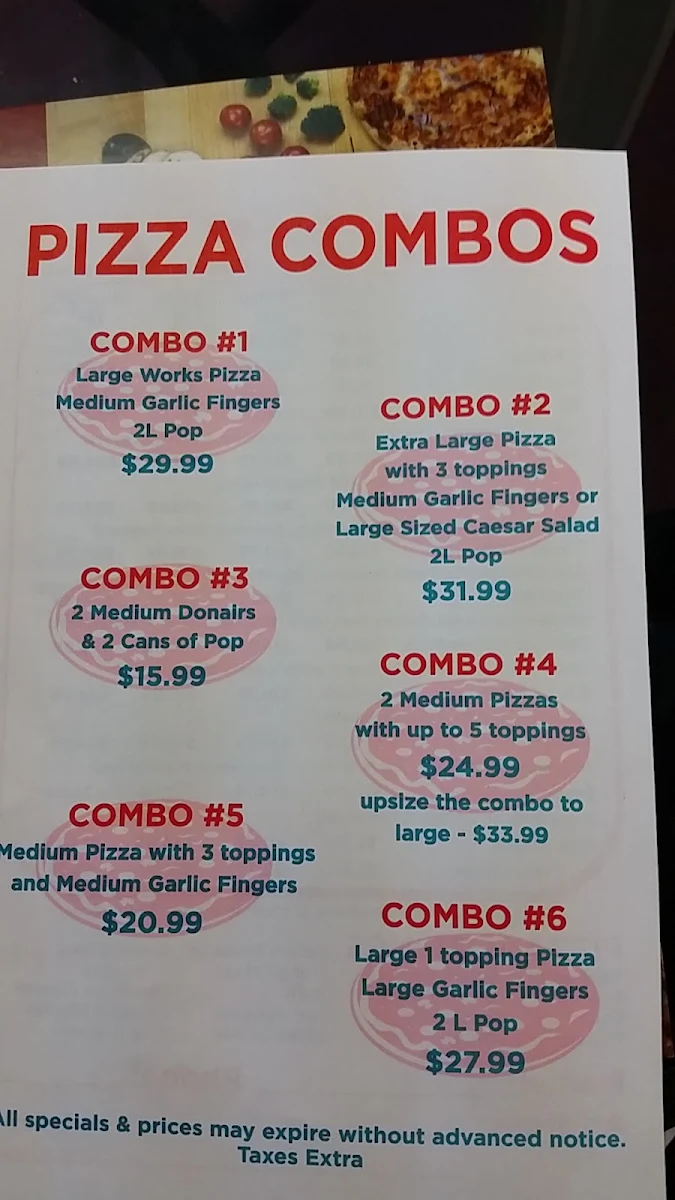 Menu, Rocky Lake Pizza and Convenience