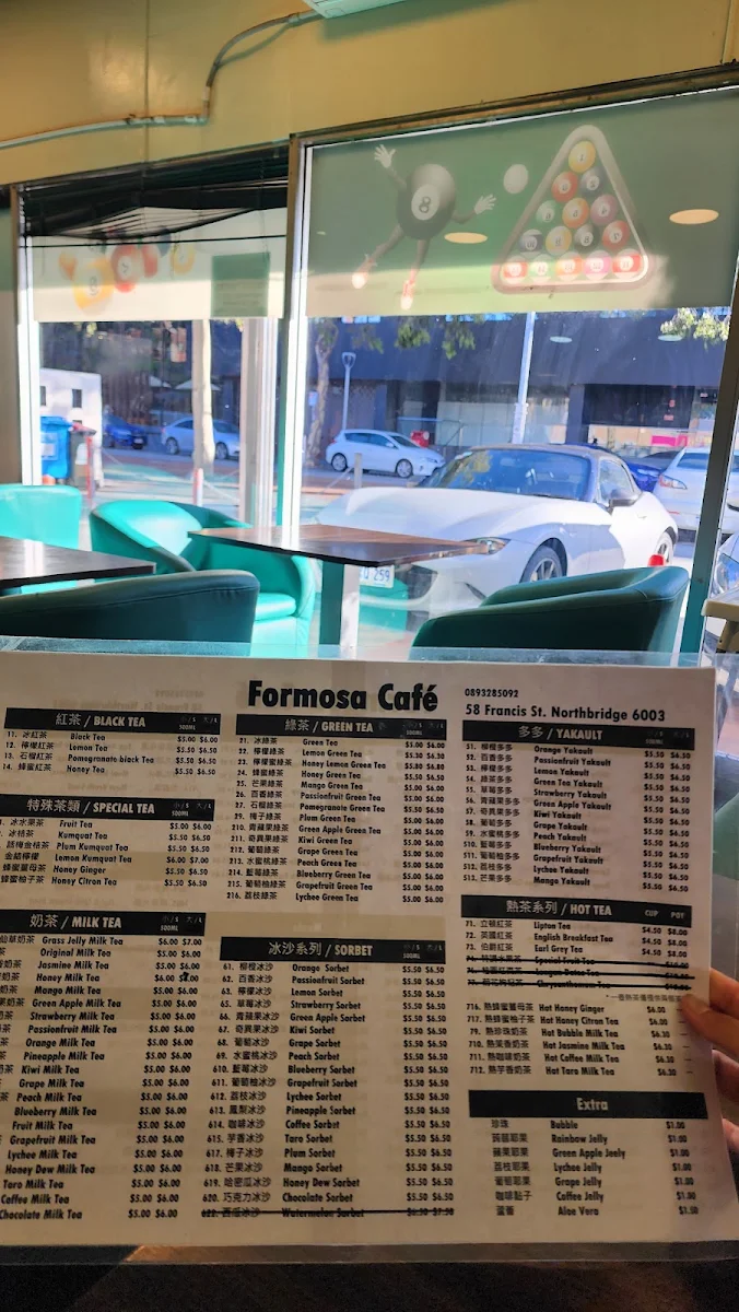 Menu, Formosa Cafe