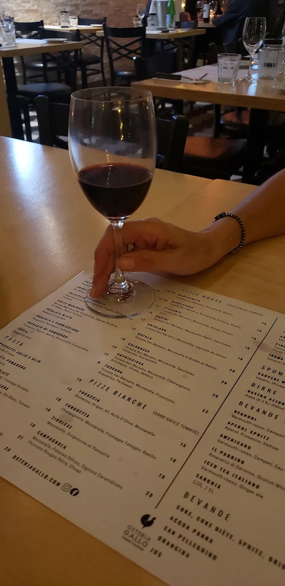 Menu, Osteria Gallo