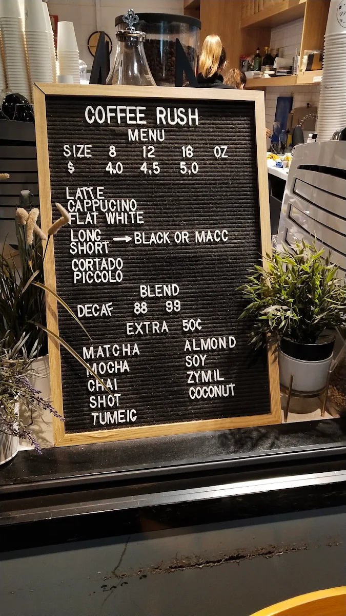 Menu, Coffee Rush