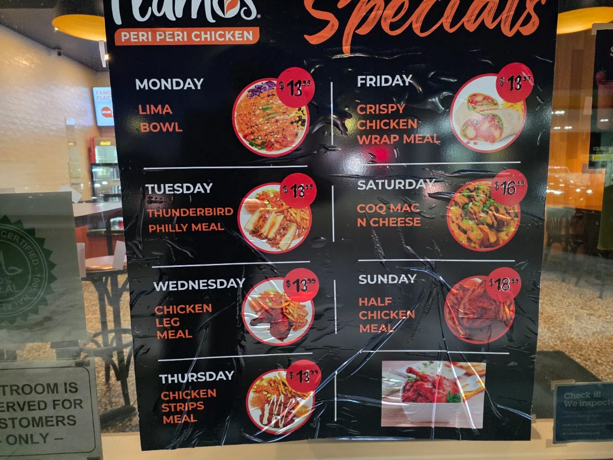 Menu, Flamos Peri Peri Chicken(Kitchener)