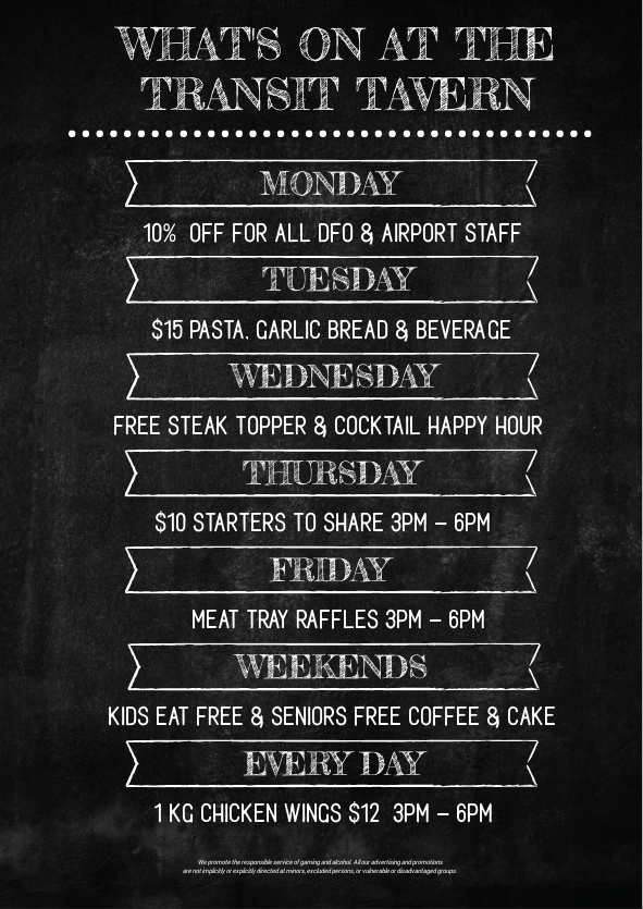 Menu, Transit Tavern