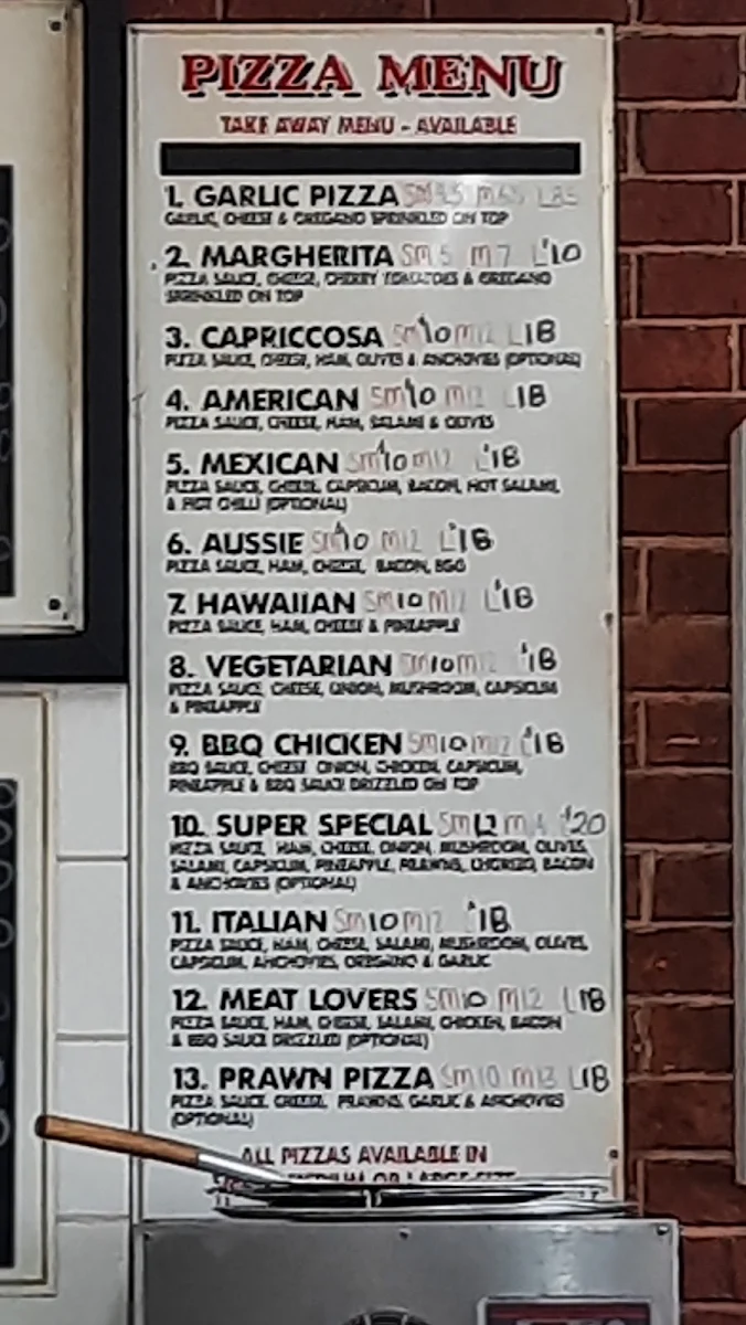 Menu, Renzos on the Ridge