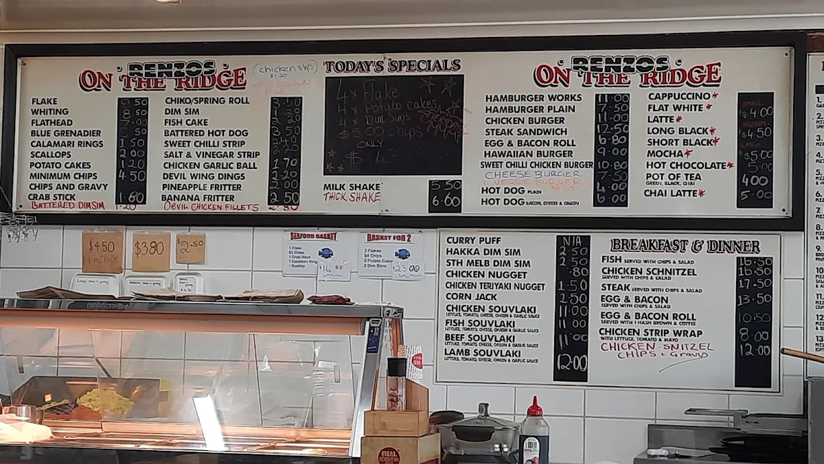 Menu, Renzos on the Ridge