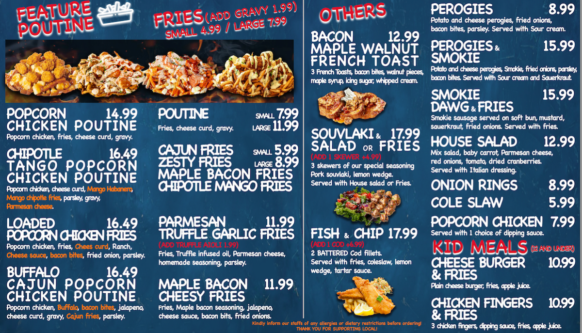 Menu, Breaded ’N’ Blended