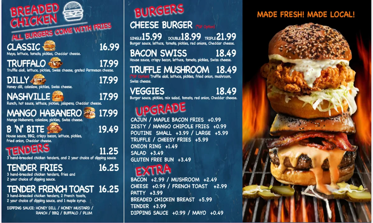 Menu, Breaded ’N’ Blended