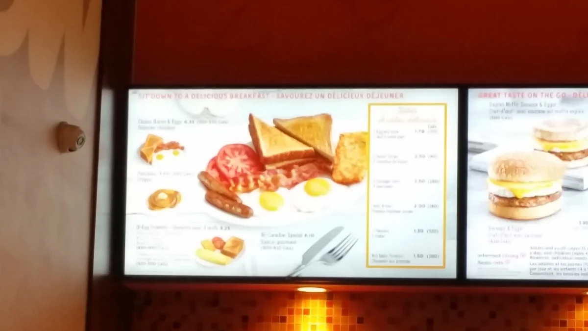 Menu, A&W Canada
