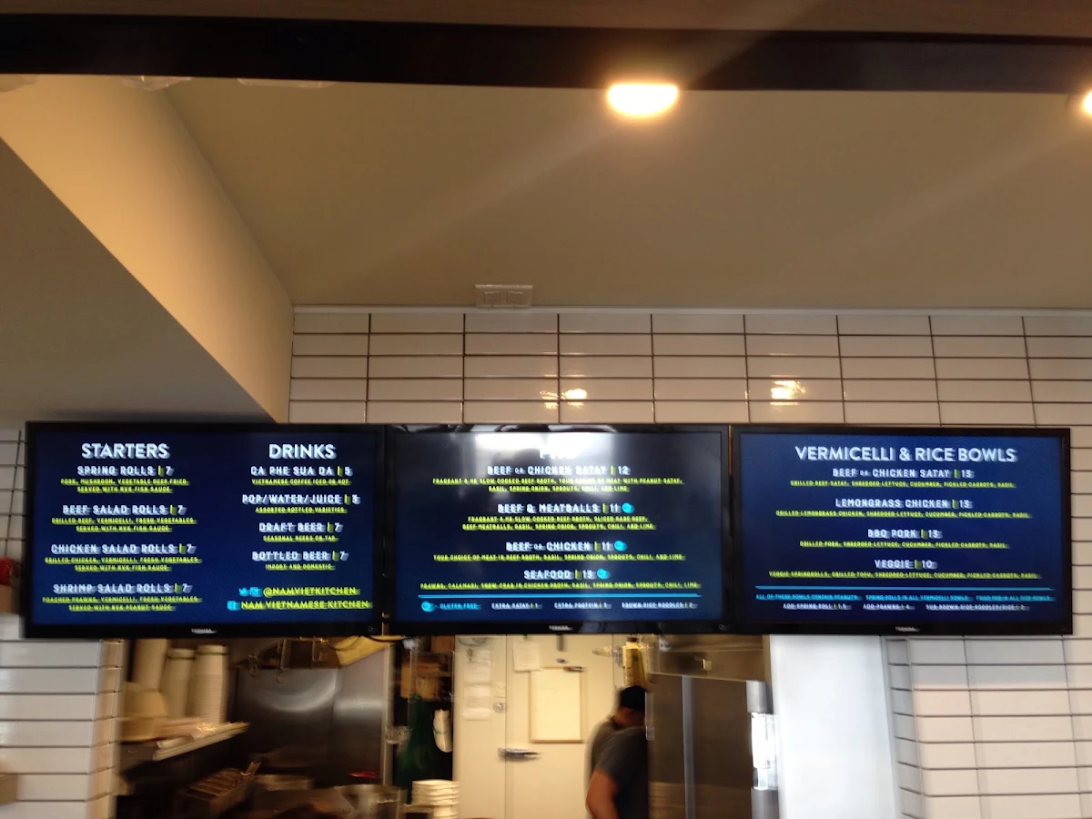 Menu, NAM Vietnamese Kitchen