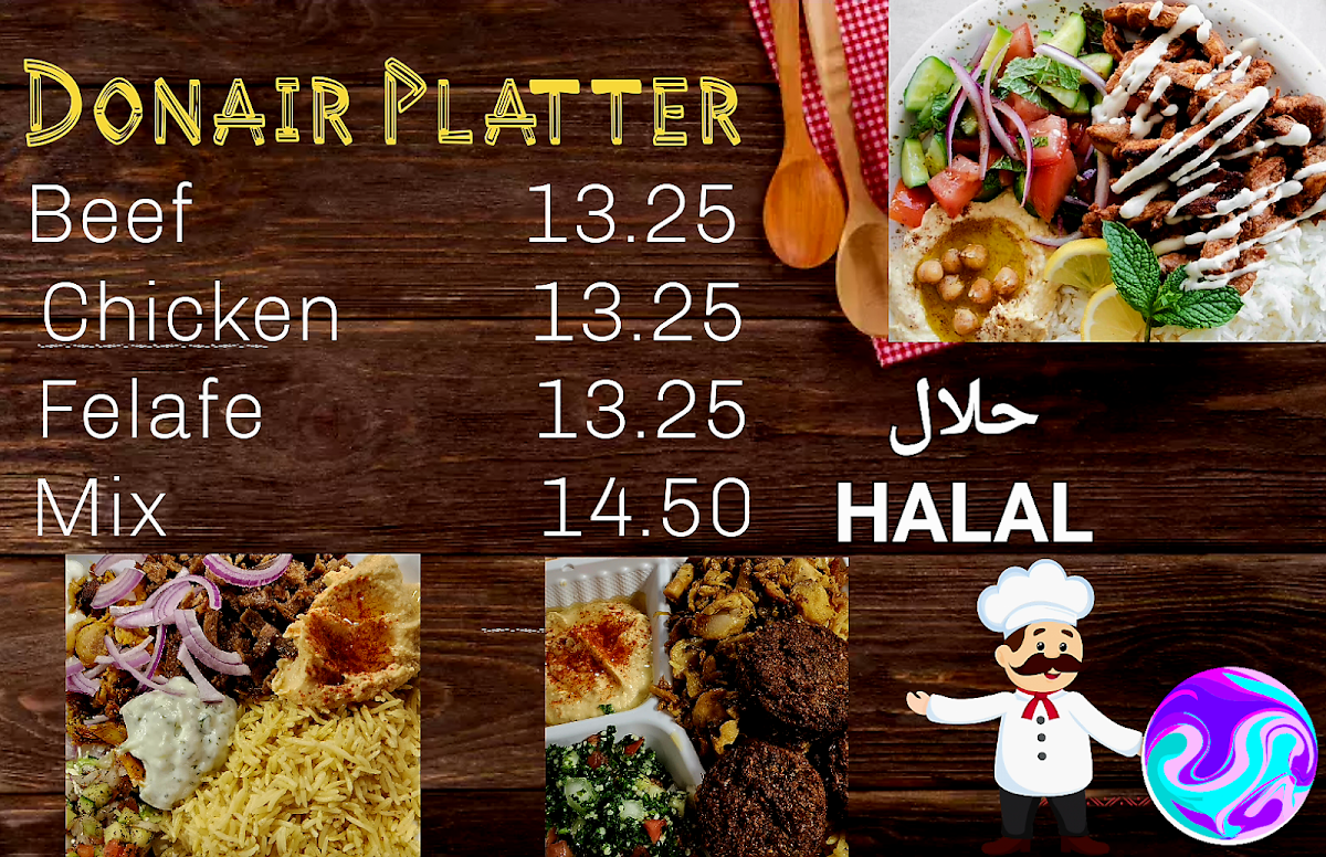 Menu, King George Donair Halal